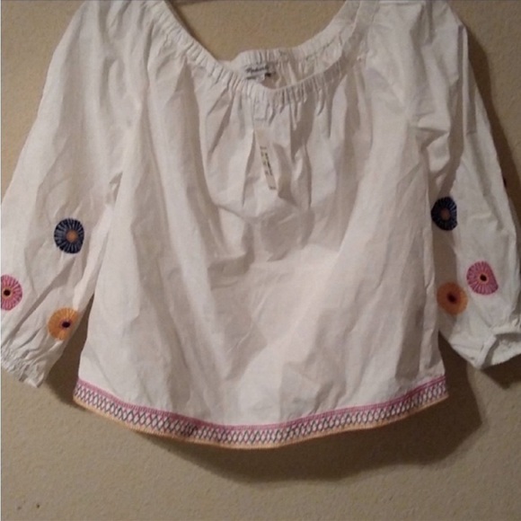 Madewell White Boho Off Shoulder Floral Top - NWT - Picture 5 of 6